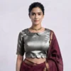 Puff Sleeve Peter Pan Collar Blouse | Designer Readymade Saree Blouse Online - Image 7