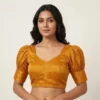 Puff Sleeve Tissue Silk Readymade Saree Blouse | Designer Tie-Back - Image 2