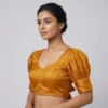Puff Sleeve Tissue Silk Readymade Saree Blouse | Designer Tie-Back - Image 4