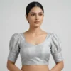 Puff Sleeve Tissue Silk Readymade Saree Blouse | Designer Tie-Back - Image 6