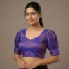 Puff Sleeve Tissue Silk Readymade Saree Blouse | Designer Tie-Back - Image 8