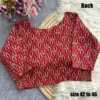 Pure Ajrakh Cotton Readymade Blouse | Hand Block Print Padded Saree Blouse with Side Elastic (Plus Size 42–46)