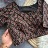Pure Ajrakh Cotton Readymade Blouse | Hand Block Print Padded Saree Blouse with Side Elastic (Plus Size 42–46) - Image 3