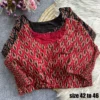 Pure Ajrakh Cotton Readymade Blouse | Hand Block Print Padded Saree Blouse with Side Elastic (Plus Size 42–46) - Image 4