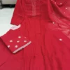Pure Cotton 60 60 Flared Kurti Pant Set with Dupatta | Handwork Neck Pleated Ethnic Suit Set - Image 2