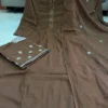 Pure Cotton 60 60 Flared Kurti Pant Set with Dupatta | Handwork Neck Pleated Ethnic Suit Set - Image 3