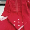Pure Cotton 60 60 Flared Kurti Pant Set with Dupatta | Handwork Neck Pleated Ethnic Suit Set - Image 6