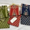 Pure Cotton 60 60 Printed A-Line Kurti Pant with Dupatta Set | Designer Handwork Yoke Ethnic Suit Set for Women - Image 14