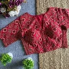 Pure Cotton Ajrakh Print Readymade Saree Blouse with Side Elastic | Padded V-Neck Stretchable Blouse (Bust 38–42) - Image 8