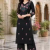 Pure Cotton Embroidered Kurti with Palazzo Set | Floral Thread Work 2 Piece Daily & Office Wear Suit - Image 2