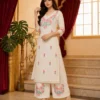 Pure Cotton Embroidered Kurti with Palazzo Set | Floral Thread Work 2 Piece Daily & Office Wear Suit - Image 3