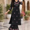 Pure Cotton Embroidered Kurti with Palazzo Set | Floral Thread Work 2 Piece Daily & Office Wear Suit - Image 4