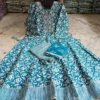 Pure Cotton Floral Anarkali Kurti Pant Dupatta Set | Embroidered V-Neck Flared Kurta Set (Sizes S–XXL) - Image 6