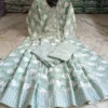 Pure Cotton Floral Anarkali Kurti Pant Dupatta Set | Embroidered V-Neck Flared Kurta Set (Sizes S–XXL) - Image 8