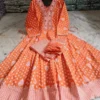 Pure Cotton Floral Anarkali Kurti Pant Dupatta Set | Embroidered V-Neck Flared Kurta Set (Sizes S–XXL) - Image 9