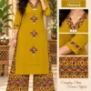 Pure Cotton Ikkat Print Kurti Pant Co-ord Set with Pocket | V-Neck Ethnic Suit Set (M to 5XL)