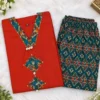 Pure Cotton Ikkat Print Kurti Pant Co-ord Set with Pocket | V-Neck Ethnic Suit Set (M to 5XL) - Image 12