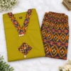 Pure Cotton Ikkat Print Kurti Pant Co-ord Set with Pocket | V-Neck Ethnic Suit Set (M to 5XL) - Image 13
