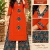 Pure Cotton Ikkat Print Kurti Pant Co-ord Set with Pocket | V-Neck Ethnic Suit Set (M to 5XL) - Image 14