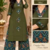 Pure Cotton Ikkat Print Kurti Pant Co-ord Set with Pocket | V-Neck Ethnic Suit Set (M to 5XL) - Image 15