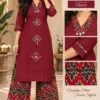 Pure Cotton Ikkat Print Kurti Pant Co-ord Set with Pocket | V-Neck Ethnic Suit Set (M to 5XL) - Image 2