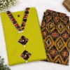 Pure Cotton Ikkat Print Kurti Pant Co-ord Set with Pocket | V-Neck Ethnic Suit Set (M to 5XL) - Image 3