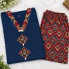 Pure Cotton Ikkat Print Kurti Pant Co-ord Set with Pocket | V-Neck Ethnic Suit Set (M to 5XL) - Image 4