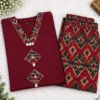 Pure Cotton Ikkat Print Kurti Pant Co-ord Set with Pocket | V-Neck Ethnic Suit Set (M to 5XL) - Image 5