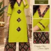 Pure Cotton Ikkat Print Kurti Pant Co-ord Set with Pocket | V-Neck Ethnic Suit Set (M to 5XL) - Image 7
