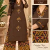 Pure Cotton Ikkat Print Kurti Pant Co-ord Set with Pocket | V-Neck Ethnic Suit Set (M to 5XL) - Image 8