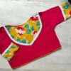 Pure Cotton Kalamkari Patchwork Readymade Saree Blouse with Lace Border | Front Open Alterable Blouse (32-44) - Image 2