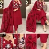 Pure Cotton Kurti Pant with Dupatta Set | Real Mirror Hand Work Maroon Block Print 3-Piece Suit Set with Cotton Lining