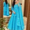 Pure Cotton Printed Gopi Dress Set for Women | Peplum Short Kurti with Flared Skirt & Dupatta 3-Piece Ethnic Suit - Image 3