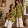 Pure Dabu Cotton Kurti with Palazzo Co-ord Set for Women | Floral Print Ethnic 2-Piece Tunic & Pant Suit (Sizes M–3XL) - Image 2