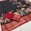Pure Dola Viscose Kalamkari Pichwai Print Saree with Zari Patta Border & Tassels | Festive Wear - Image 2