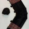 Pure Gajji Silk Ajrakh Print Saree with Designer Border & Tassels | Lightweight Crepe Silk Saree with Polka Dot Blouse Piece - Image 4