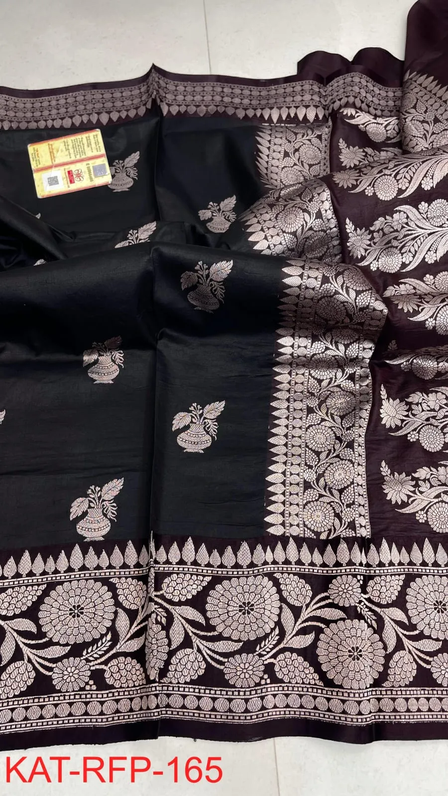 Pure Handloom Banarasi Katan Silk Saree with Resham Buta Weave | Silk Mark Certified - Image 10