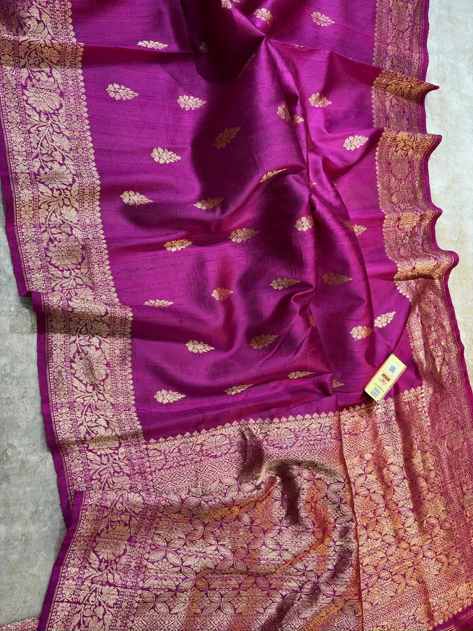 Pure Handloom Banarasi Katan Silk Saree with Resham Buta Weave | Silk Mark Certified - Image 11