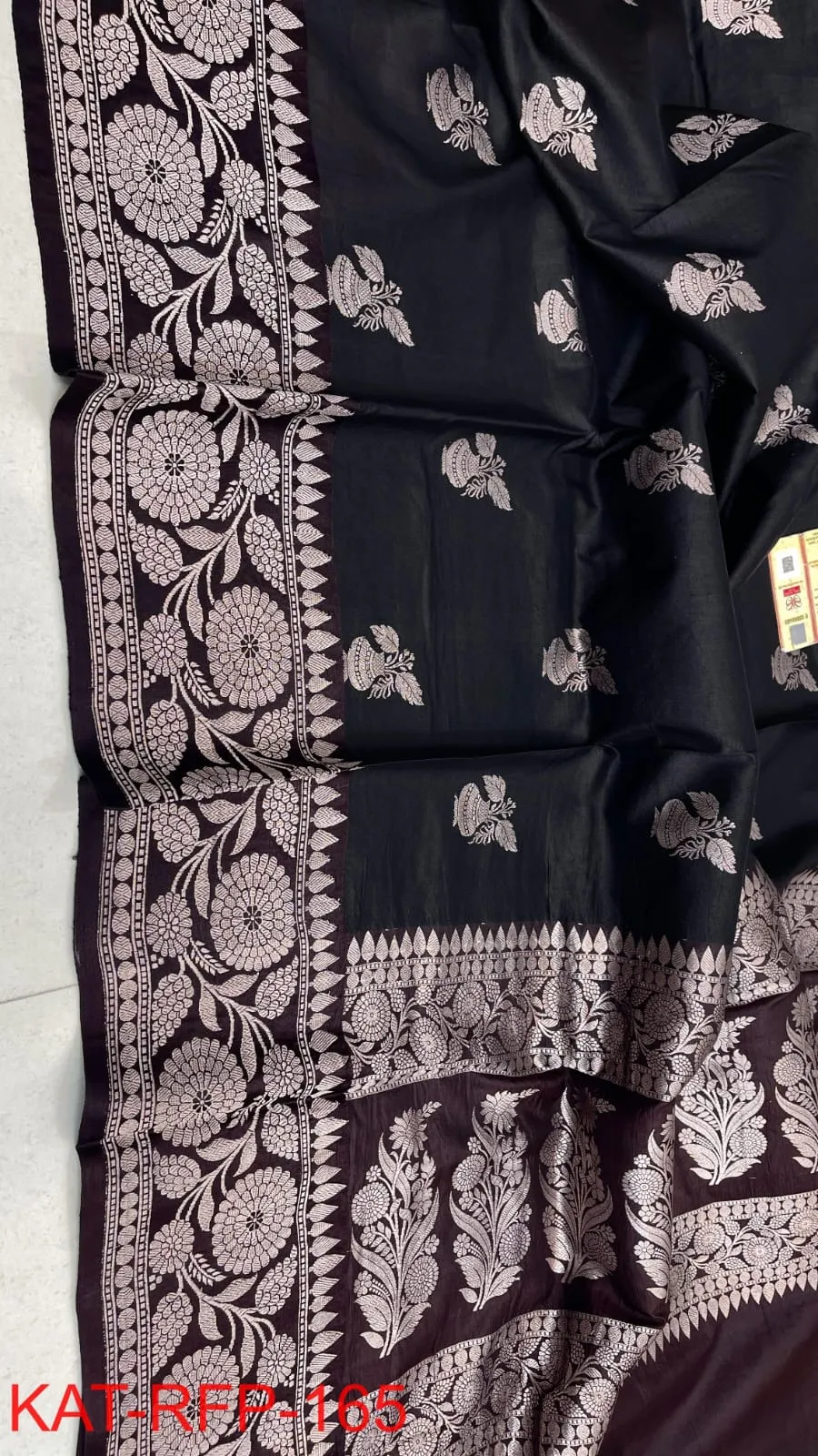 Pure Handloom Banarasi Katan Silk Saree with Resham Buta Weave | Silk Mark Certified - Image 12