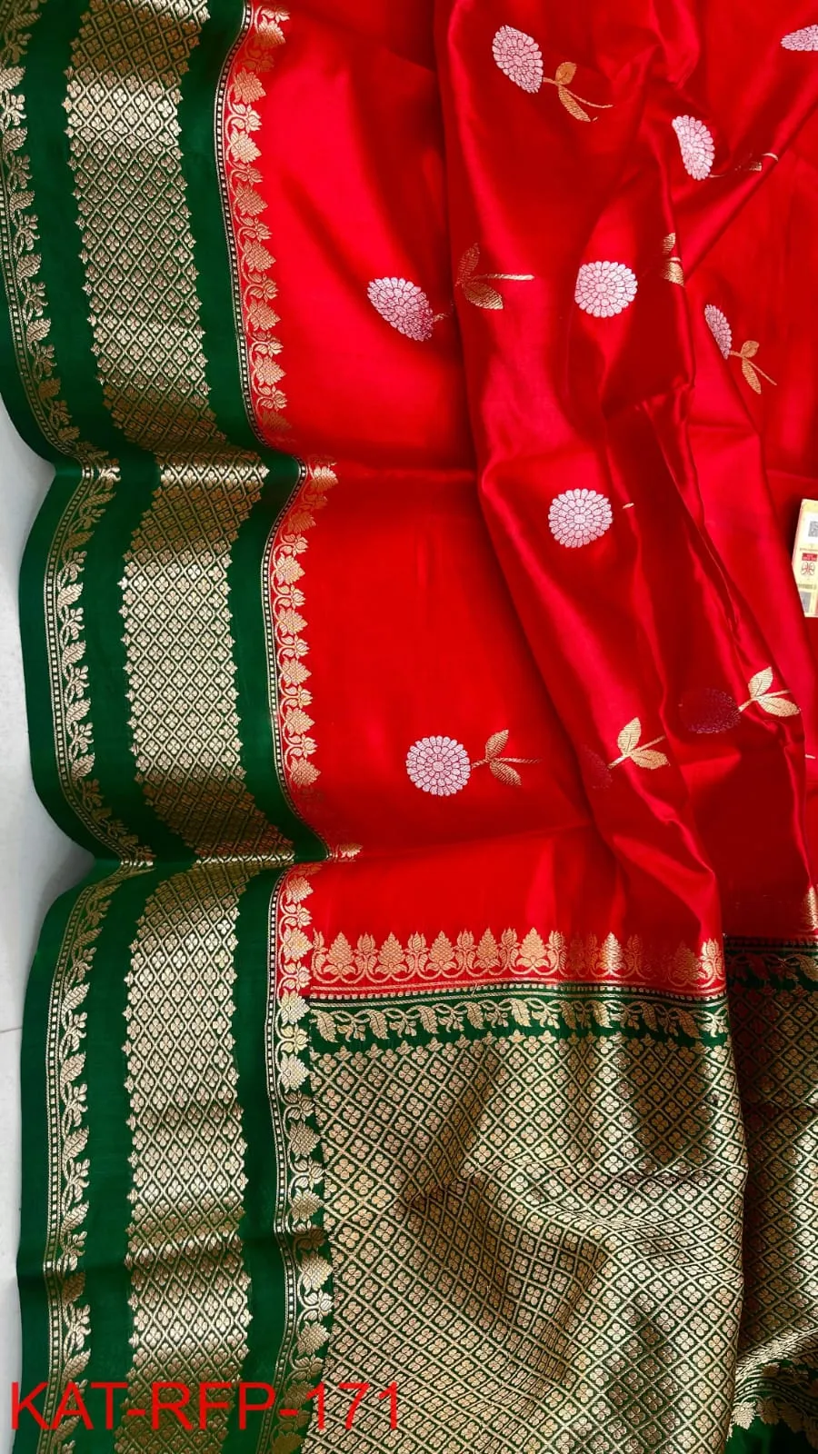 Pure Handloom Banarasi Katan Silk Saree with Resham Buta Weave | Silk Mark Certified - Image 5