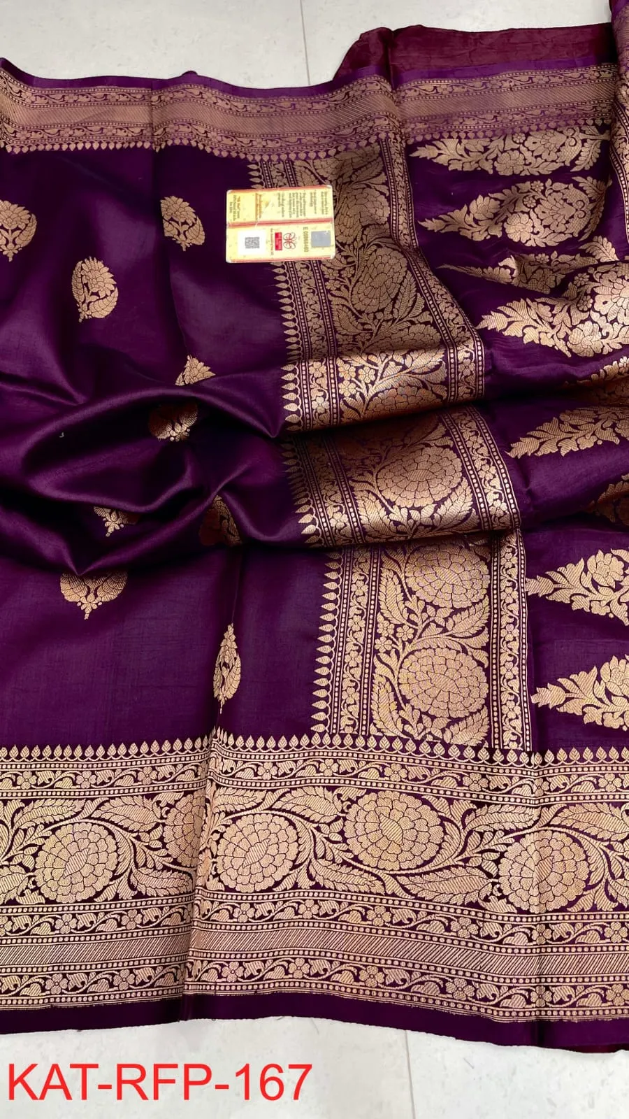 Pure Handloom Banarasi Katan Silk Saree with Resham Buta Weave | Silk Mark Certified - Image 7