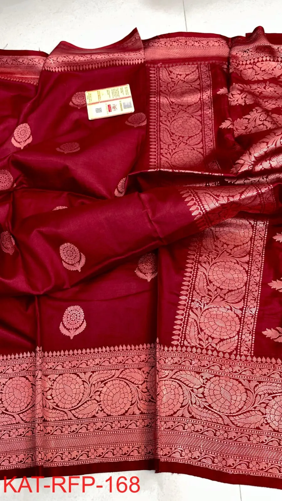Pure Handloom Banarasi Katan Silk Saree with Resham Buta Weave | Silk Mark Certified - Image 8