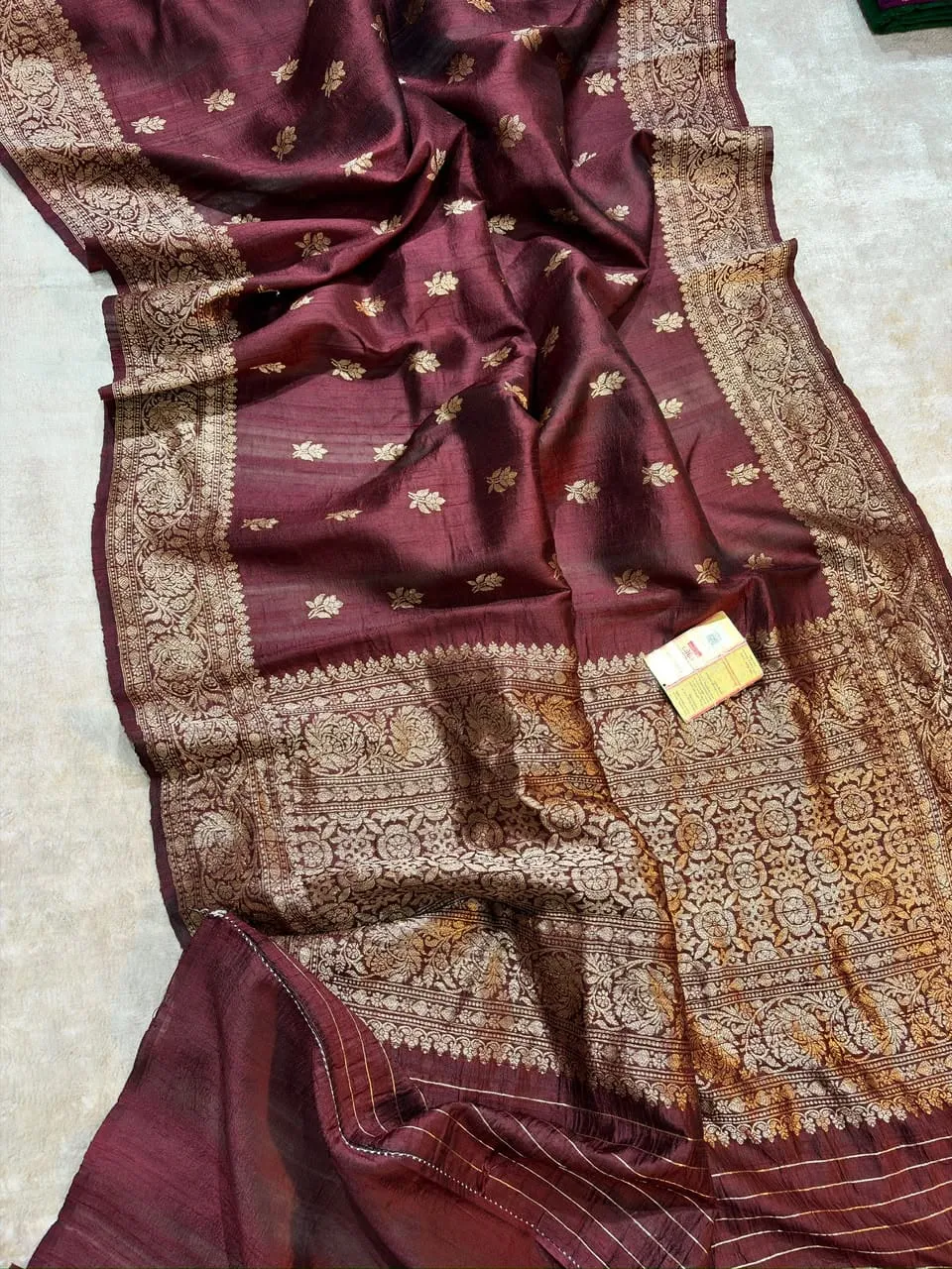 Pure Handloom Banarasi Katan Silk Saree with Resham Buta Weave | Silk Mark Certified - Image 9