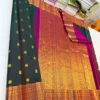 Pure Handloom Bridal Silk Saree in Bottle Green & Pink – Silk Mark Certified - Image 2