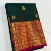 Pure Handloom Bridal Silk Saree in Bottle Green & Pink – Silk Mark Certified - Image 4