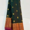 Pure Handloom Bridal Silk Saree in Bottle Green & Pink – Silk Mark Certified - Image 5