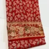 Pure Handloom Bridal Silk Saree in Rich Crimson Red with Heavy Zari Floral Border – Silk Mark Certified - Image 3