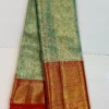 Pure Handloom Bridal Silk Saree with Elephant Zari Border - Image 5