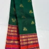 Pure Handloom Kanchipuram Silk Saree in Bottle Green & Rani Pink | Silk Mark Certified Bridal Pattu Saree - Image 3