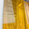 Pure Handloom Silver Tissue Kanjivaram Silk Saree with Mustard Yellow Gold Zari Border (Silk Mark Certified)
